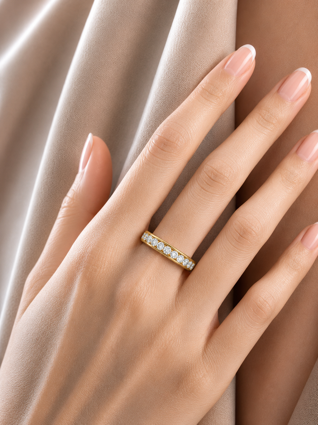 Eco-Friendly Round Diamond Channel Set Wedding Band Lab-Grown Sparkle Band For Wife - HIGHCARAT DIAMONDS