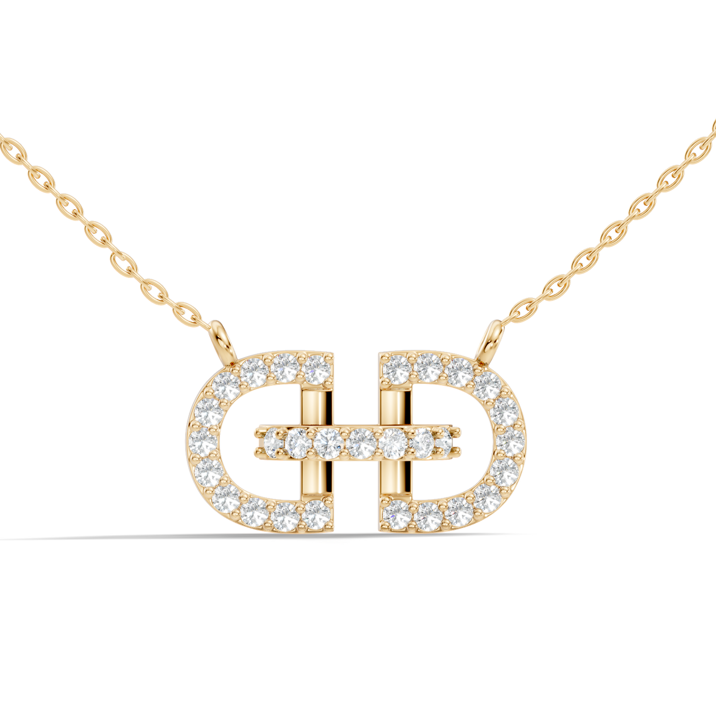 Elegant Interlocking Round Diamond Pendant in 14K Yellow Gold Stylish Jewelry