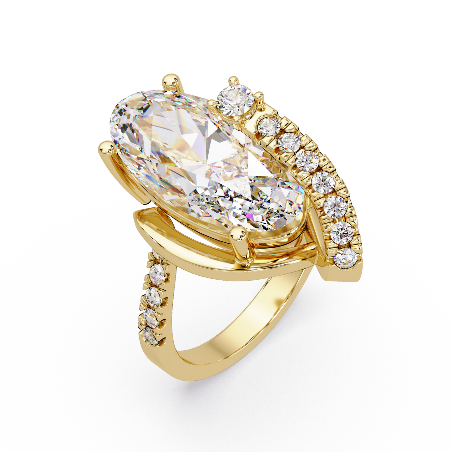 Marquise Cut Lab Grown Diamond Bypass Accented Ring - HIGHCARAT DIAMONDS