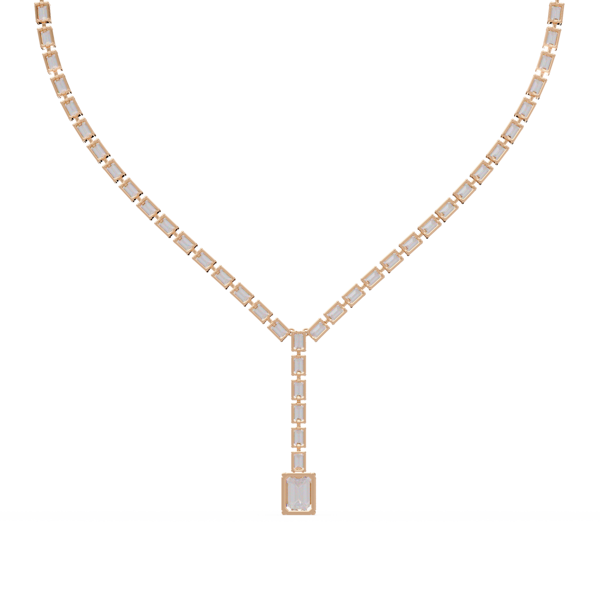 Emerald Cut Lab Grown Tennis Diamond Necklace - HIGHCARAT DIAMONDS