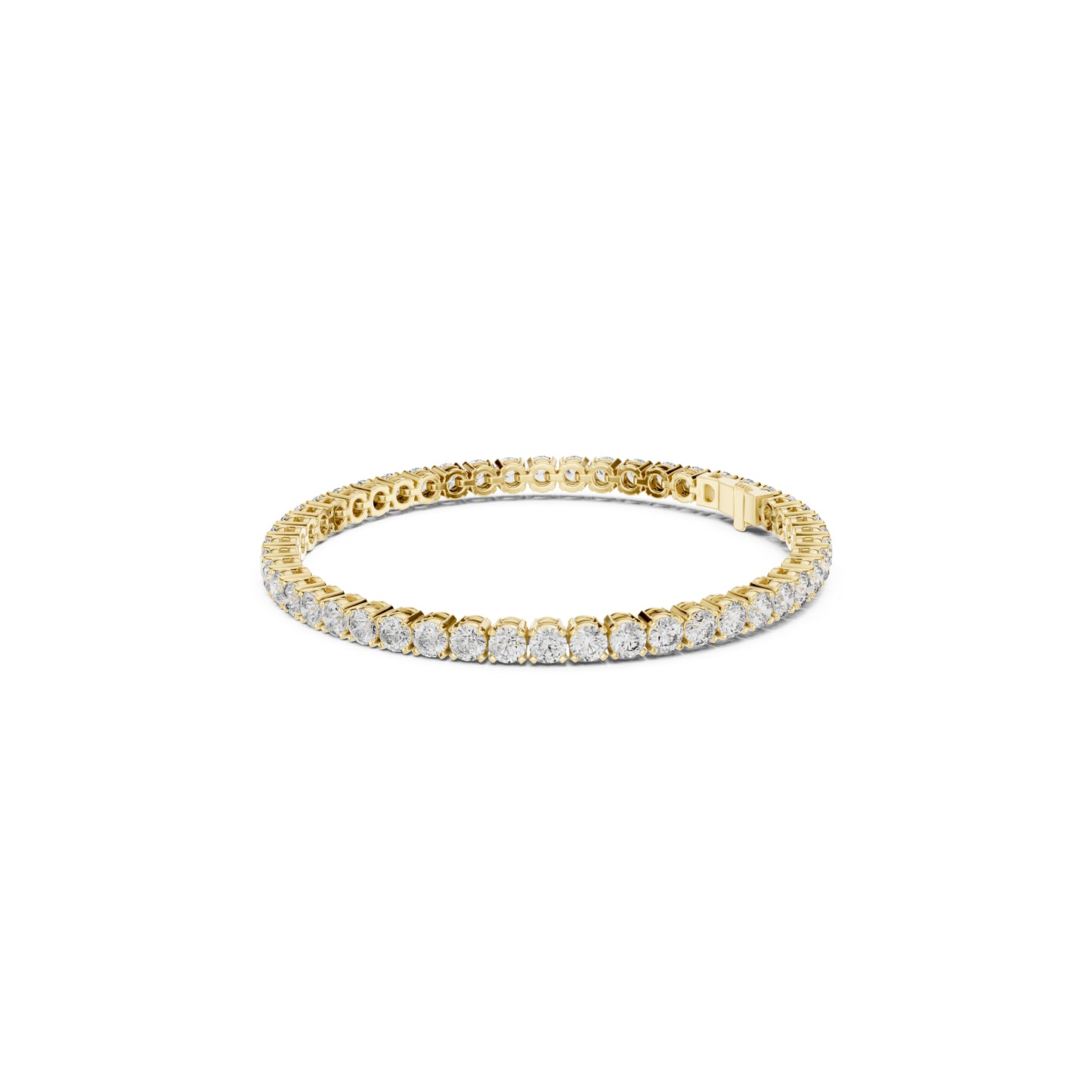 18k Solid Yellow Gold Vintage Minimalist 6.72Ct Round Cut Diamond Dainty Wedding Tennis Bracelet For Women's