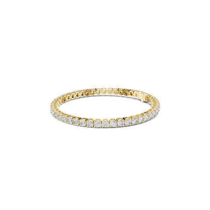 18k Solid Yellow Gold Vintage Minimalist 6.72Ct Round Cut Diamond Dainty Wedding Tennis Bracelet For Women's
