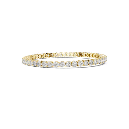 18k Solid Yellow Gold Vintage Minimalist 6.72Ct Round Cut Diamond Dainty Wedding Tennis Bracelet For Women's