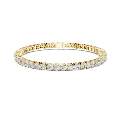 18k Solid Yellow Gold Vintage Minimalist 6.72Ct Round Cut Diamond Dainty Wedding Tennis Bracelet For Women's