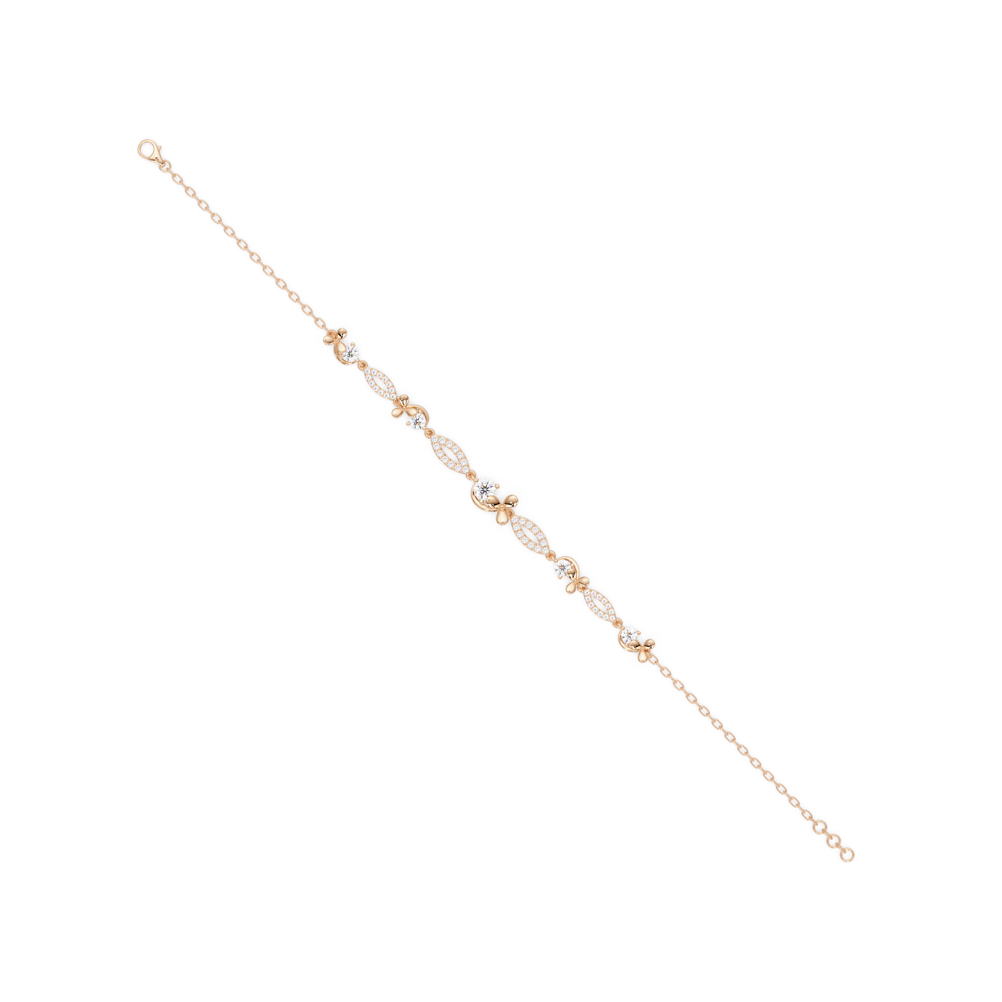 Floral Lab grown Diamond Link Gold Bracelet - HIGHCARAT DIAMONDS