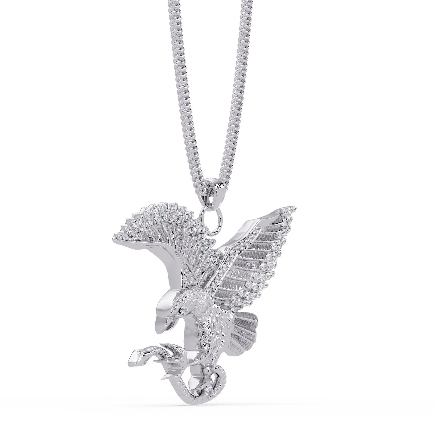 Flying Eagle Statement Lab Diamond Pendant Necklace - HIGHCARAT DIAMONDS