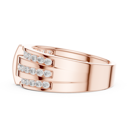 10k Solid White Gold Round Shapes Natural And Lab Grown Diamond Vintage Men's Ring New Classic Look