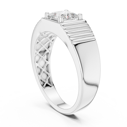 14k Solid Rose Gold Lab Grown Princess Cut Diamond Ring  For Men's Daily Wear