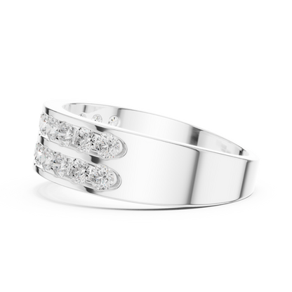 10k Solid White Gold Natural & Lab Grown Round Shapes Diamond Esthetical Men's Diamond Ring