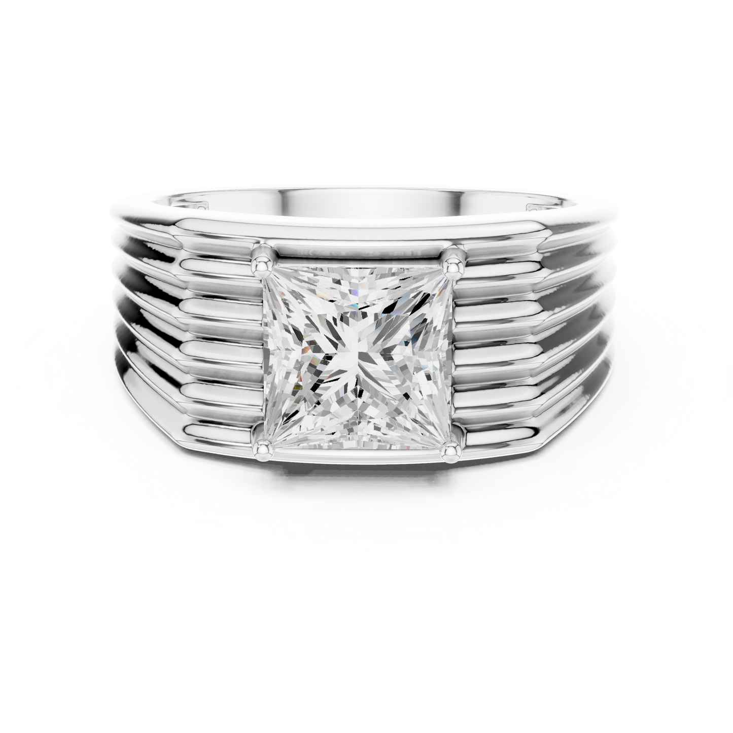 1.49 Ct Round Shape Lab grown Diamond 18k Solid Gold New  Stunning Fabulous Men Diamond Ring