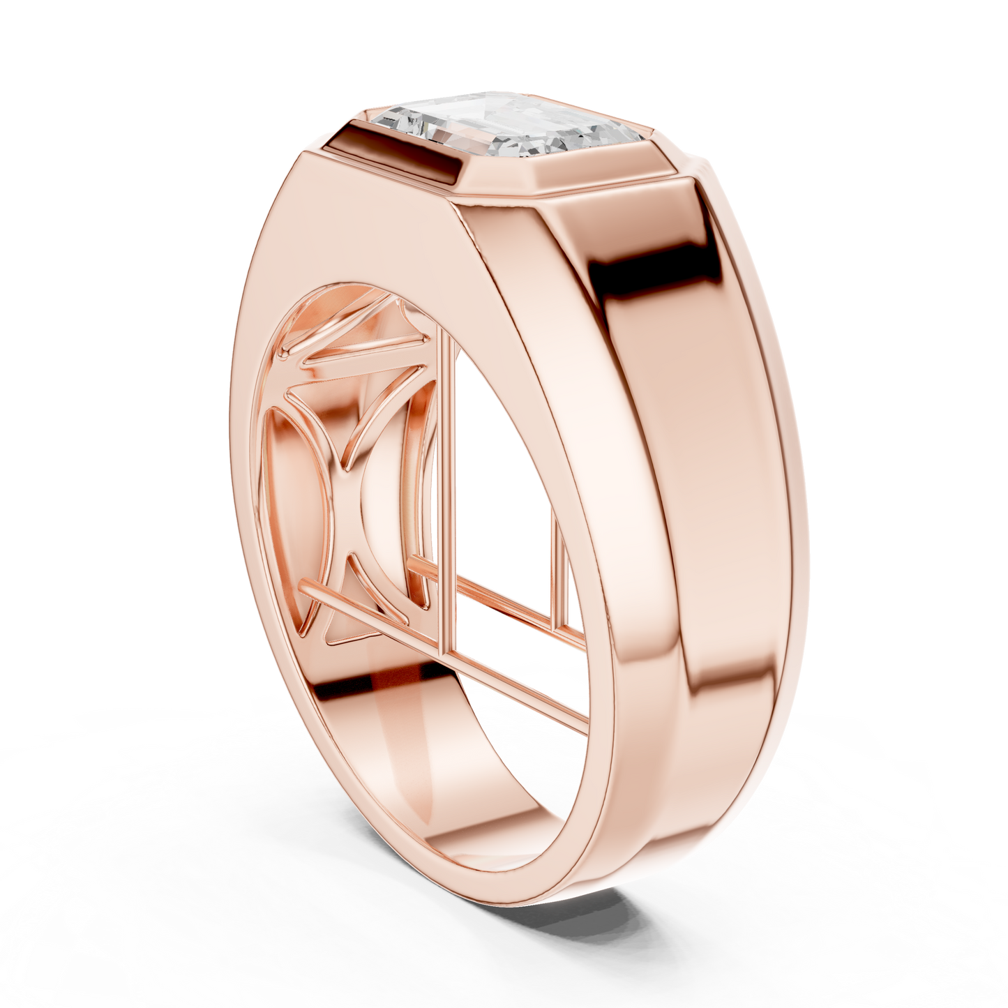 2.00 Ct Emerald Shape Lab grown Diamond 14k Solid White Gold Wedding Wear Men's Ring