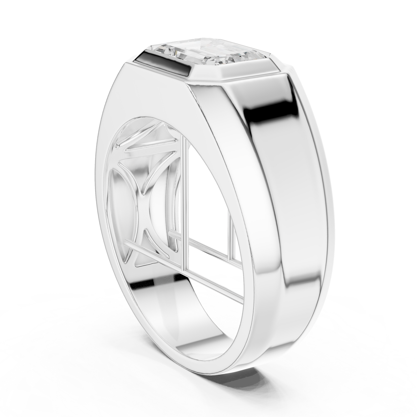 2.00 Ct Emerald Shape Lab grown Diamond 14k Solid White Gold Wedding Wear Men's Ring