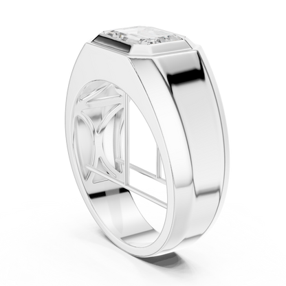 2.00 Ct Emerald Shape Lab grown Diamond 14k Solid White Gold Wedding Wear Men's Ring