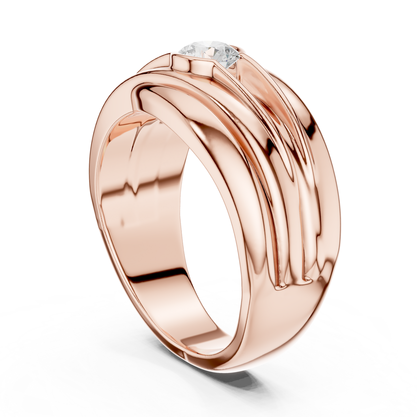 One Stone Solitaire Round Shape Lab grown Diamond New Style Vintage Men's Diamond Ring