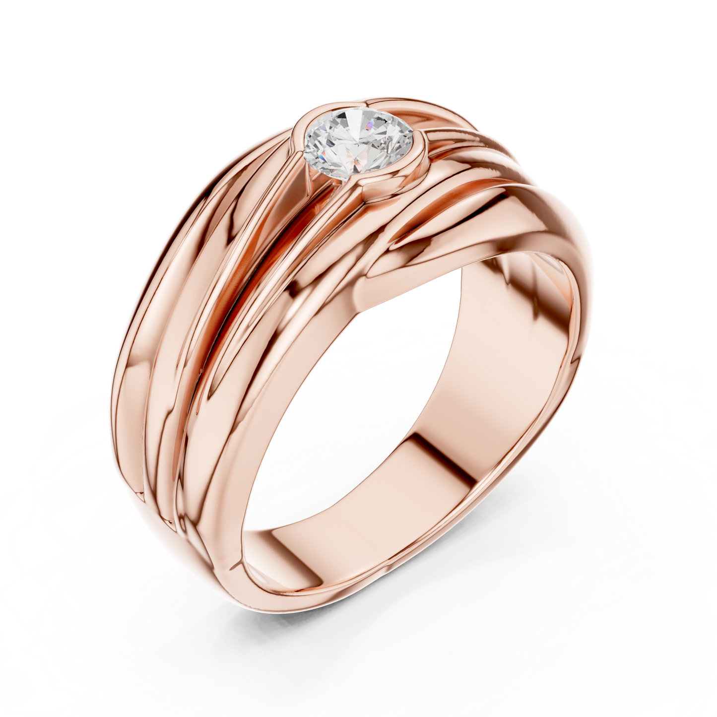 One Stone Solitaire Round Shape Lab grown Diamond New Style Vintage Men's Diamond Ring