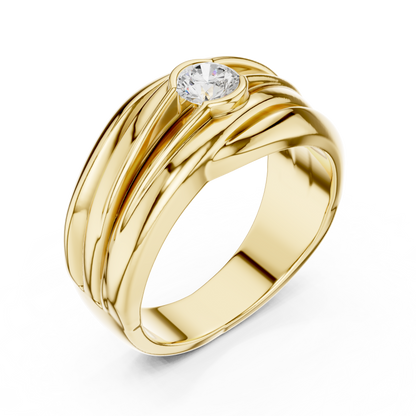 One Stone Solitaire Round Shape Lab grown Diamond New Style Vintage Men's Diamond Ring