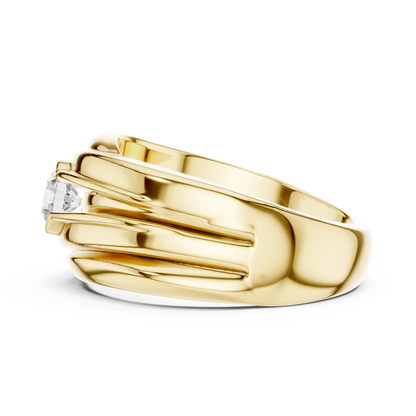 One Stone Solitaire Round Shape Lab grown Diamond New Style Vintage Men's Diamond Ring