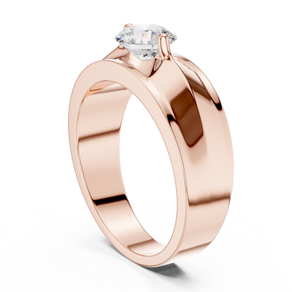Round Shapes Lab grown One Stone New Unique Men's 14k Solid Rose Gold Diamond Ring