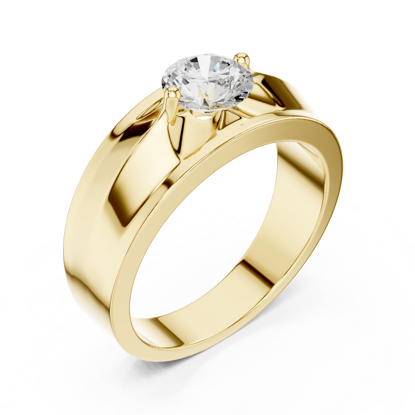 Round Shapes Lab grown One Stone New Unique Men's 14k Solid Rose Gold Diamond Ring