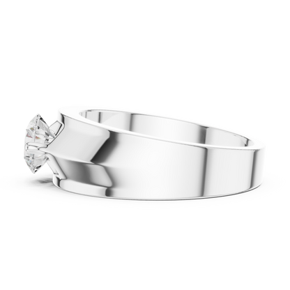 Round Shapes Lab grown One Stone New Unique Men's 14k Solid Rose Gold Diamond Ring