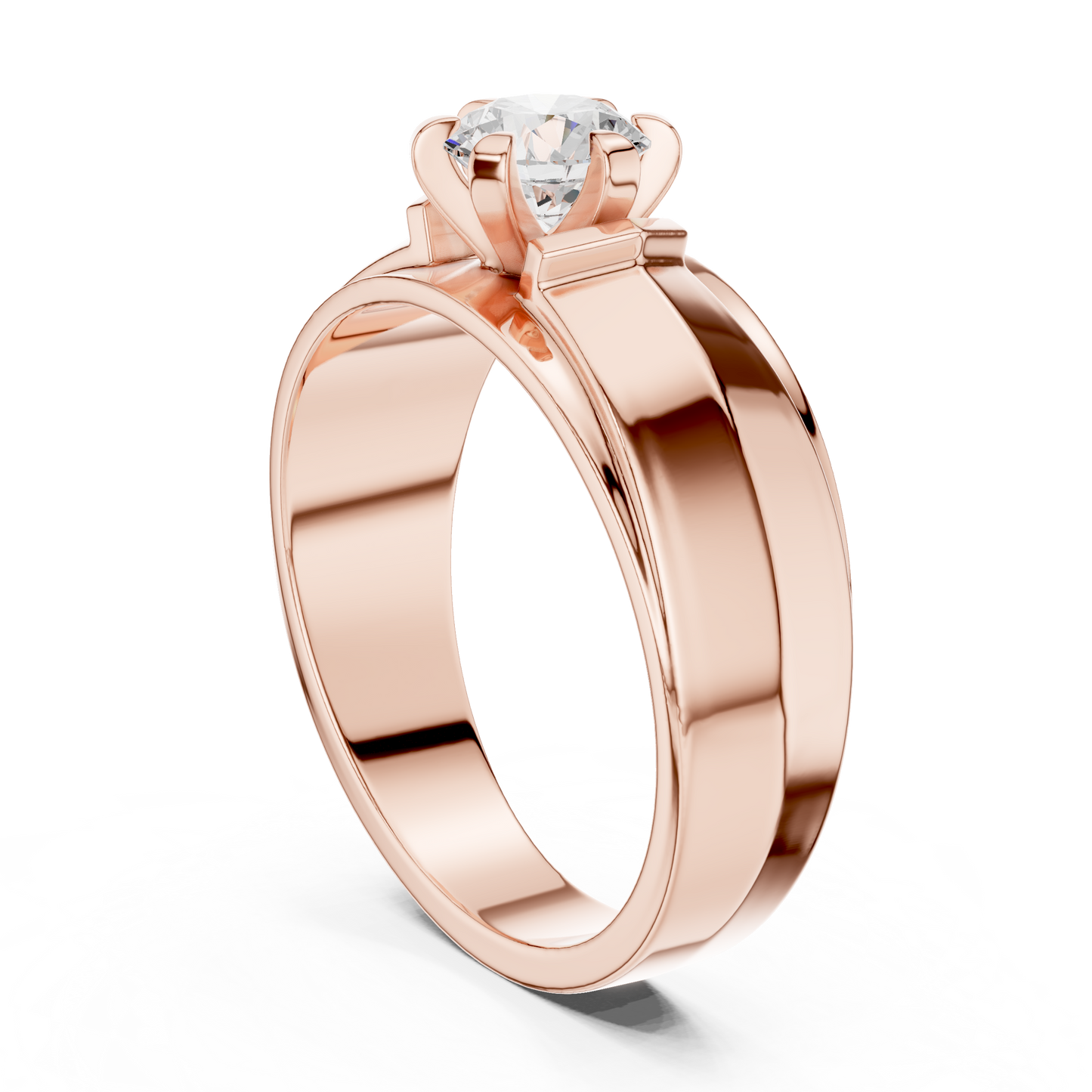 10k Solid Yellow Gold Round Shape Lab Grown Diamond Esthetical Sparkling Daily Wear Men's Diamond Ring