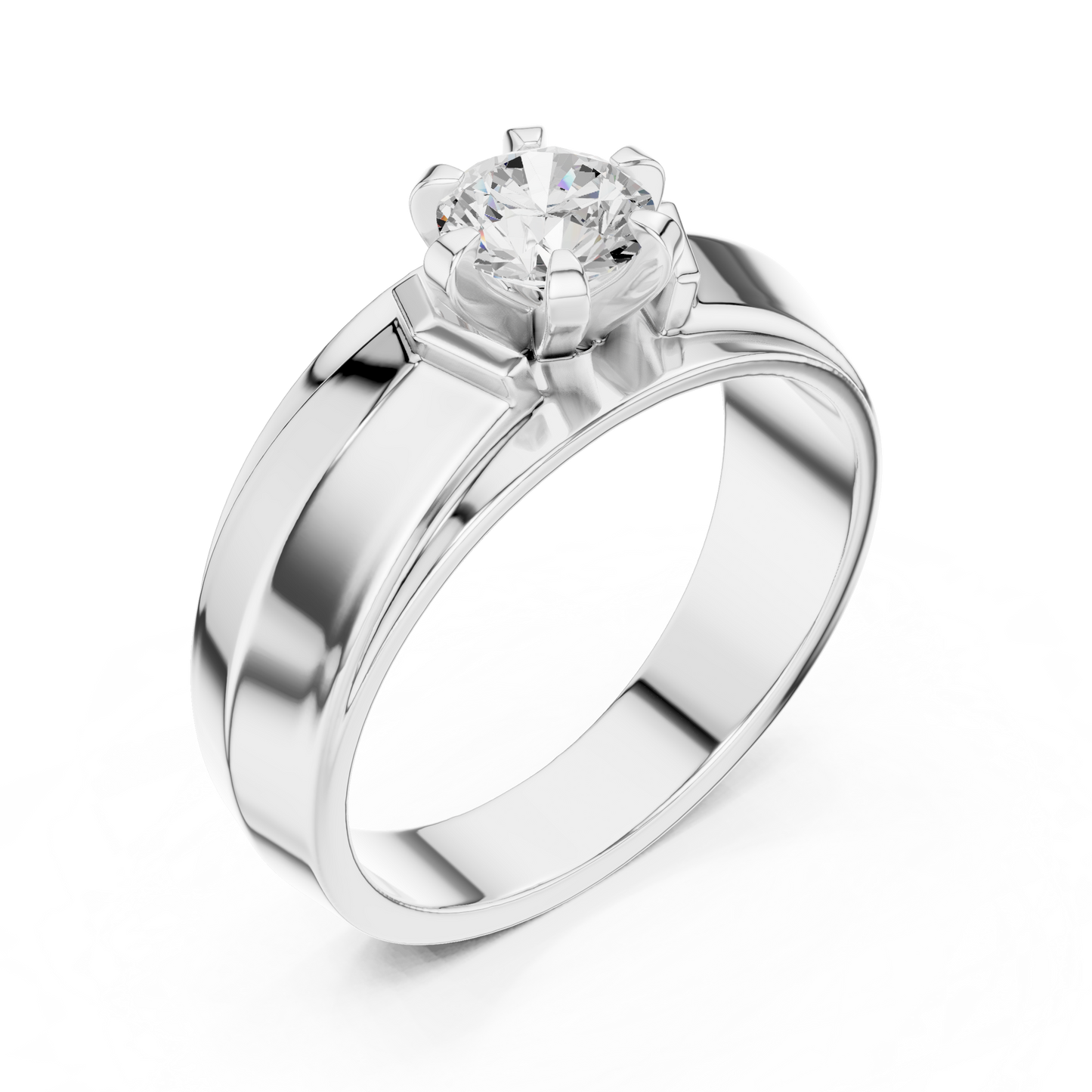 10k Solid Yellow Gold Round Shape Lab Grown Diamond Esthetical Sparkling Daily Wear Men's Diamond Ring