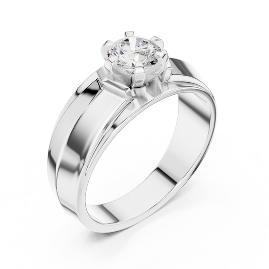 10k Solid Yellow Gold Round Shape Lab Grown Diamond Esthetical Sparkling Daily Wear Men's Diamond Ring