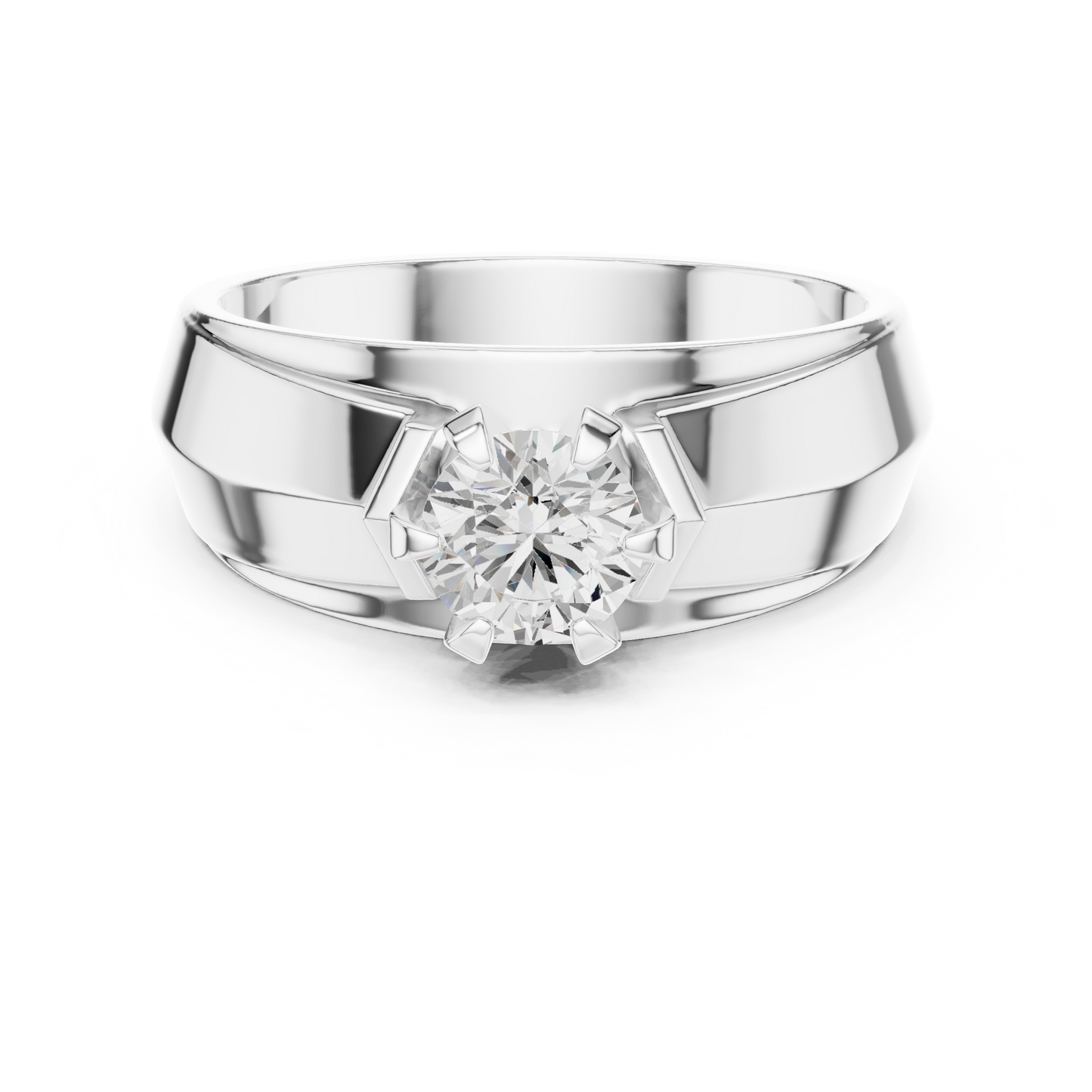 10k Solid Yellow Gold Round Shape Lab Grown Diamond Esthetical Sparkling Daily Wear Men's Diamond Ring