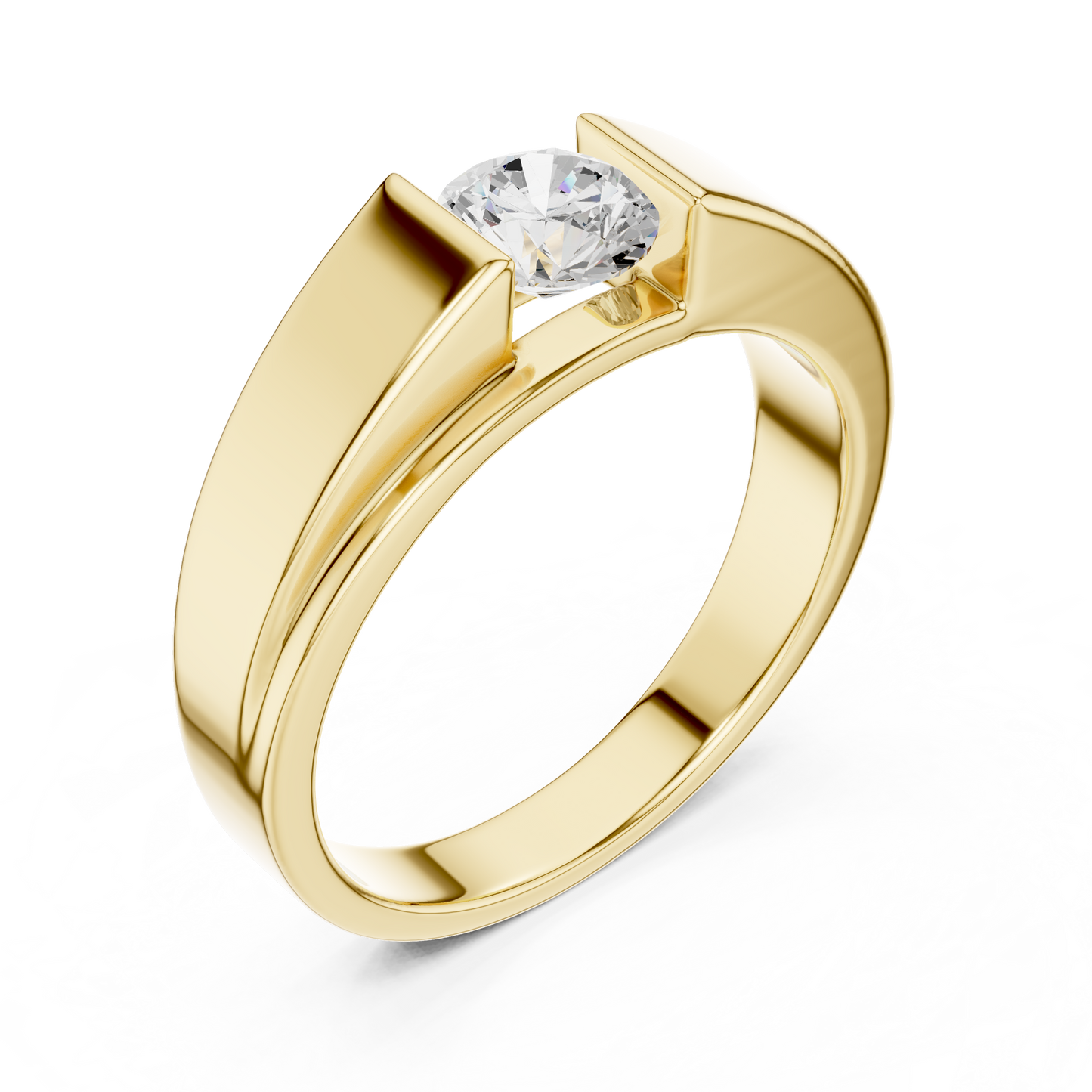 Men's Round Shapes Lab Grown Diamond 14k Solid Gold Stunning Wedding Wear Ring