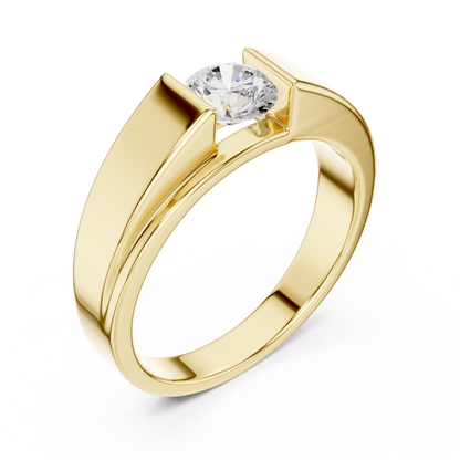 Men's Round Shapes Lab Grown Diamond 14k Solid Gold Stunning Wedding Wear Ring
