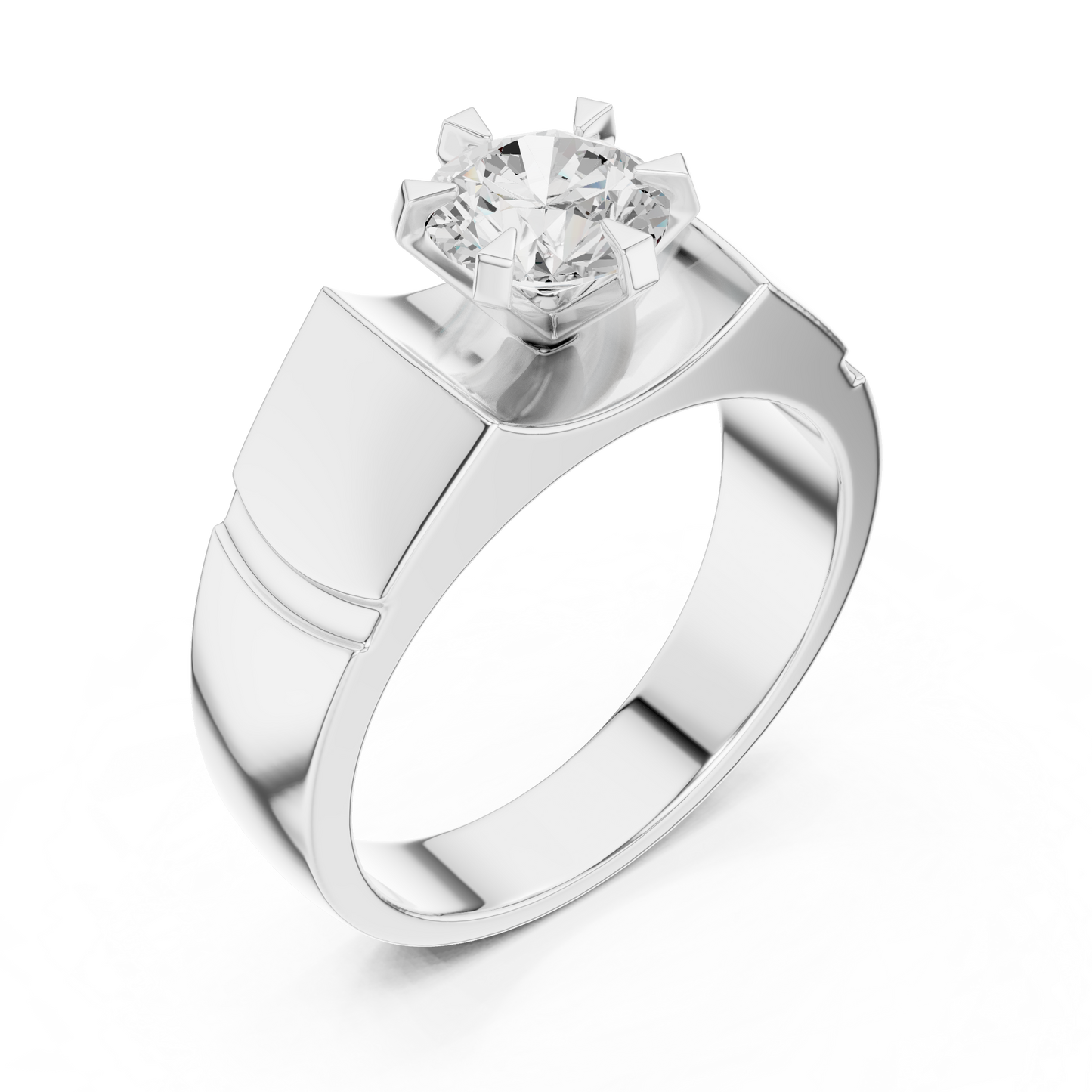 1.50 Ct Round Shapes Lab grown Diamond 14k Solid White Gold Unique Official Wear Diamond Ring For Men