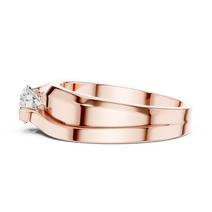 Lab grown Diamond Round Shapes 14k Solid Rose Gold Every Wear Wedding Wear Diamond Ring  For men's
