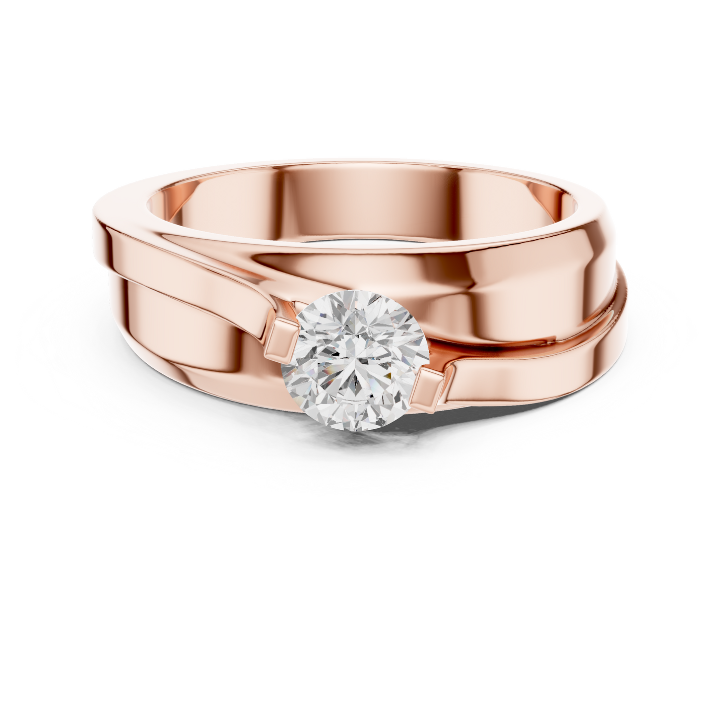 Lab grown Diamond Round Shapes 14k Solid Rose Gold Every Wear Wedding Wear Diamond Ring  For men's