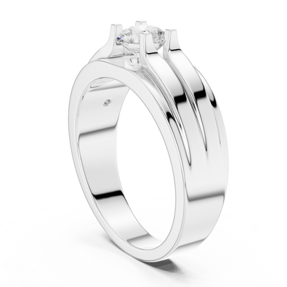 One Stone Round Shape Lab grown Diamond Elegance Vintage 14k Solid Gold Diamond Ring For Men's