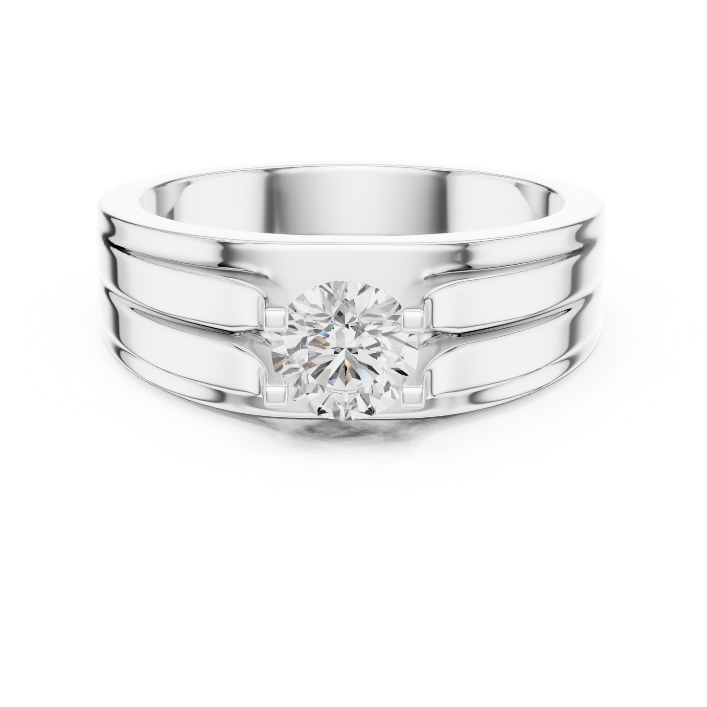 One Stone Round Shape Lab grown Diamond Elegance Vintage 14k Solid Gold Diamond Ring For Men's