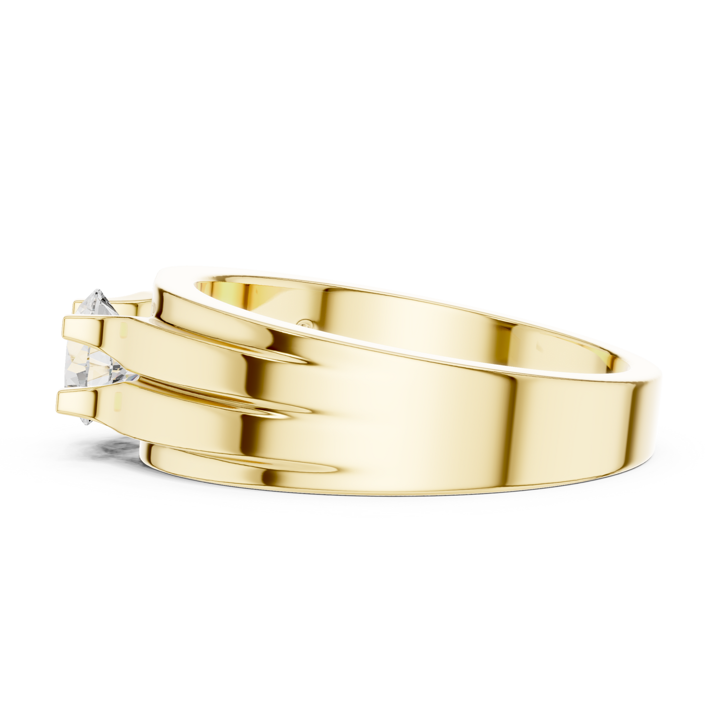 One Stone Round Shape Lab grown Diamond Elegance Vintage 14k Solid Gold Diamond Ring For Men's