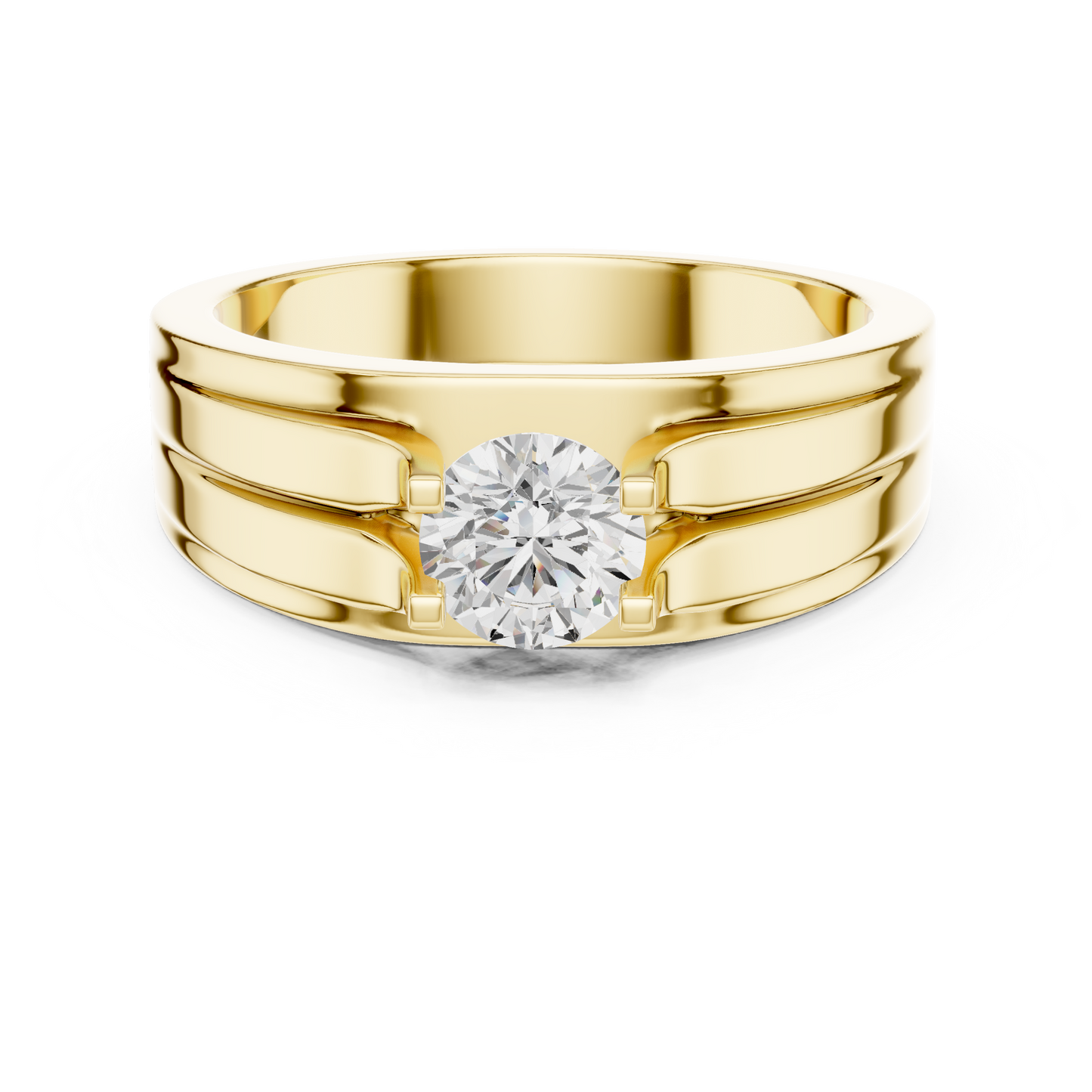 One Stone Round Shape Lab grown Diamond Elegance Vintage 14k Solid Gold Diamond Ring For Men's