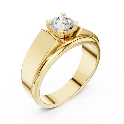 14k Solid Gold Round Shape Lab Grown Diamond Minimalist Vintage Sizzling Diamond ring For Men