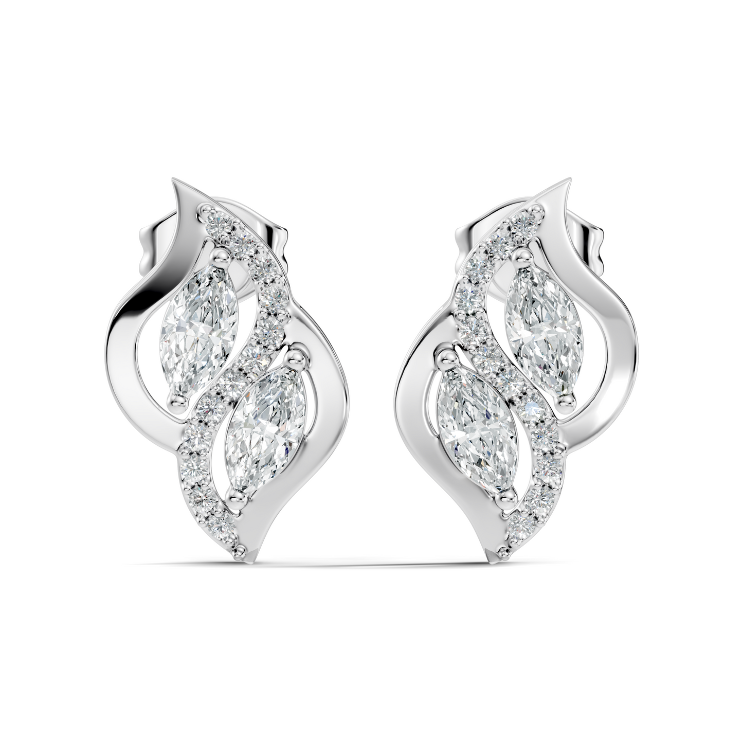 Marquise And Round Cut Lab Grown Diamond Earring Antique Delicate Daily wear Stud Earring For Women's