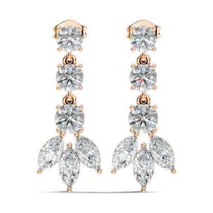 4.60 CT Round And Marquise Cut Diamond Unique Elegant Prong Set Cluster Stunning Dainty Drop Earring For Women's