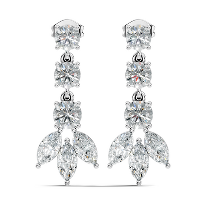4.60 CT Round And Marquise Cut Diamond Unique Elegant Prong Set Cluster Stunning Dainty Drop Earring For Women's