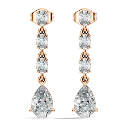 Pear And Oval Cut Lab Grown Diamond Circle Shape Antique Delicate Prong Set Bridesmaid Dangle  Earring Gift For Women's