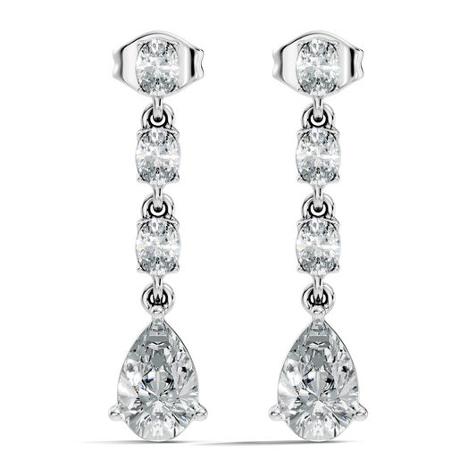 Pear And Oval Cut Lab Grown Diamond Circle Shape Antique Delicate Prong Set Bridesmaid Dangle  Earring Gift For Women's