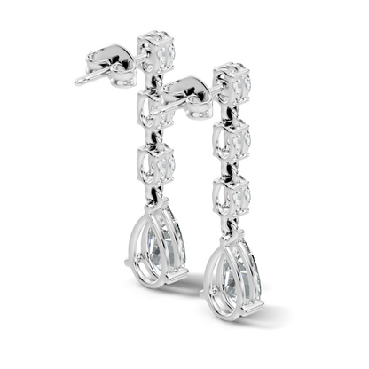 Pear And Oval Cut Lab Grown Diamond Circle Shape Antique Delicate Prong Set Bridesmaid Dangle  Earring Gift For Women's