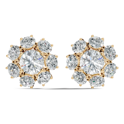 Oval Shape 8.44 CT Round Cut Diamond Delicate Classic Prong Set Dainty Stud Earring Gift for Women's