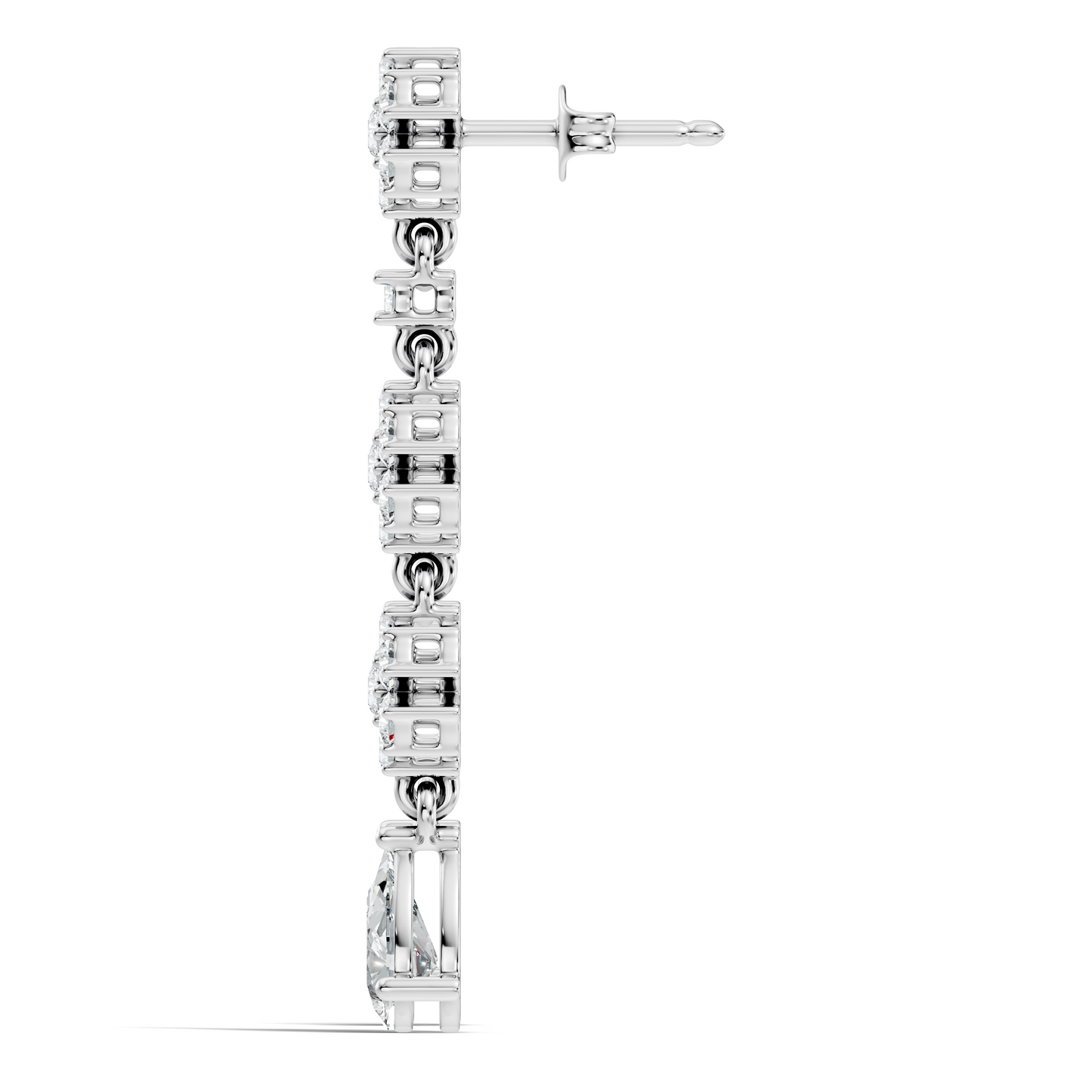 Pear Shape 2.54 Ct Round Cut Diamond Classic Prong Set Floral Drop Stud  Earring For Her