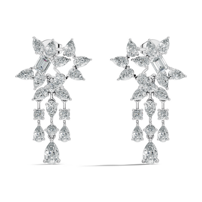 3.42 Carat Lab-Grown Pear & Round Diamond Cluster Earrings for Women Perfect Party Wear