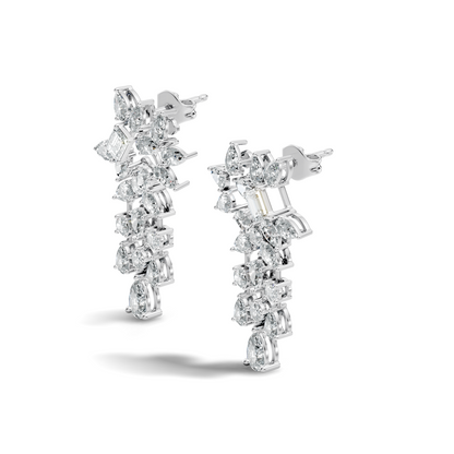 3.42 Carat Lab-Grown Pear & Round Diamond Cluster Earrings for Women Perfect Party Wear