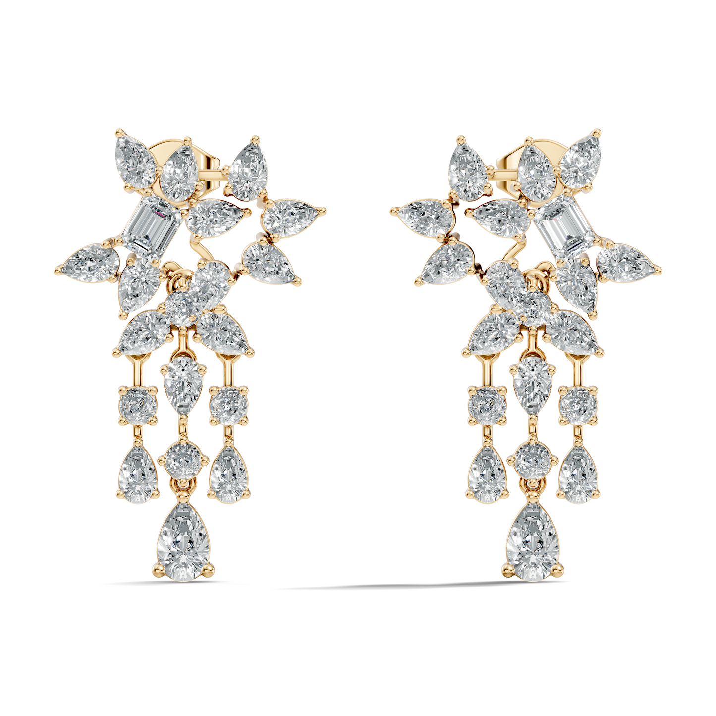 3.42 Carat Lab-Grown Pear & Round Diamond Cluster Earrings for Women Perfect Party Wear