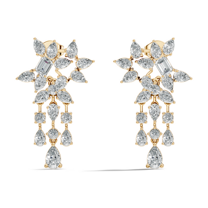 3.42 Carat Lab-Grown Pear & Round Diamond Cluster Earrings for Women Perfect Party Wear